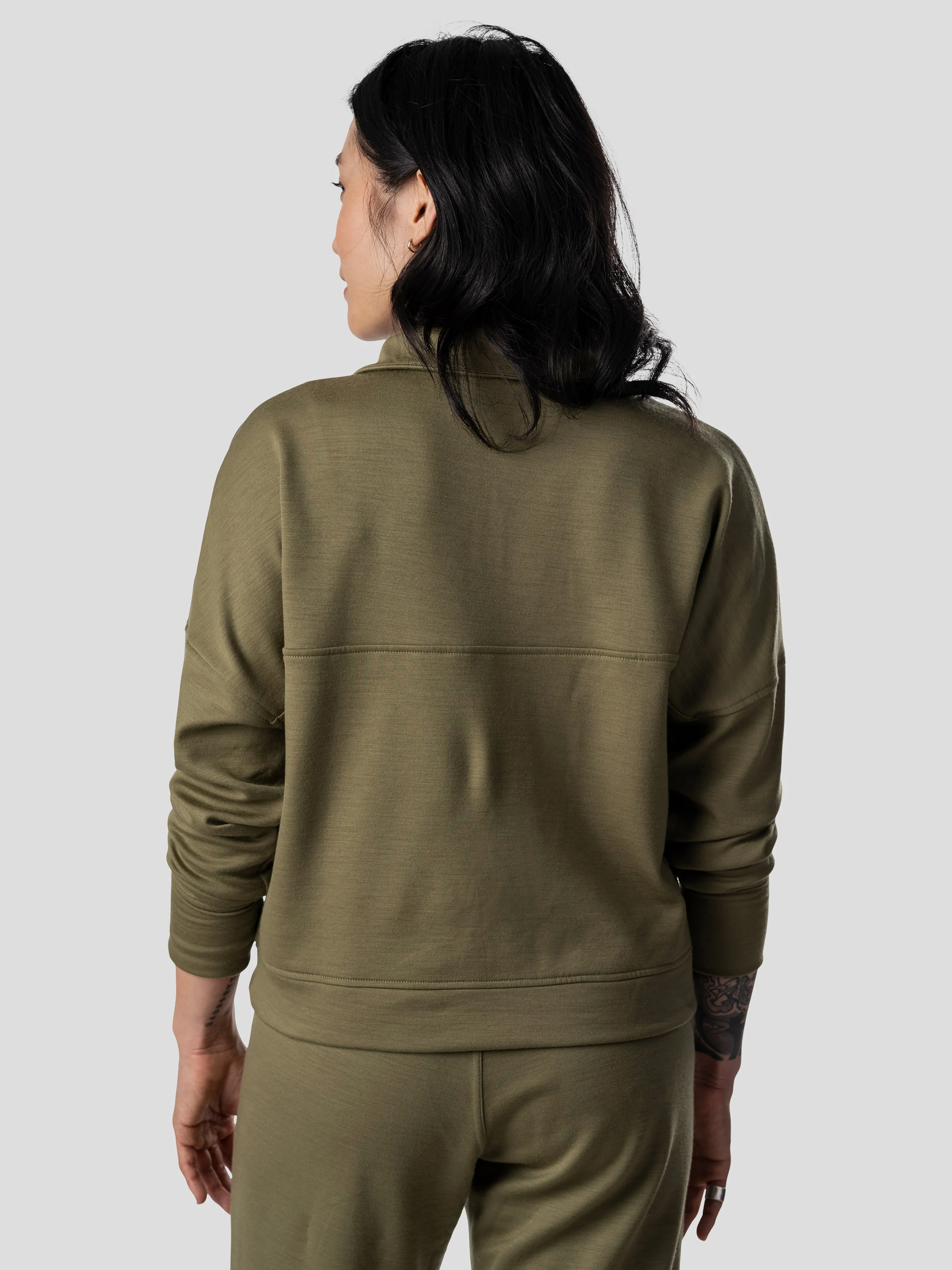 W's Barton Fleece Half Zip - Military Green